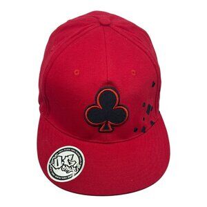 Playa Red Hip Hop BaseBall‎ Cap Hat Ace Of Spades Black Visere Flat Man New